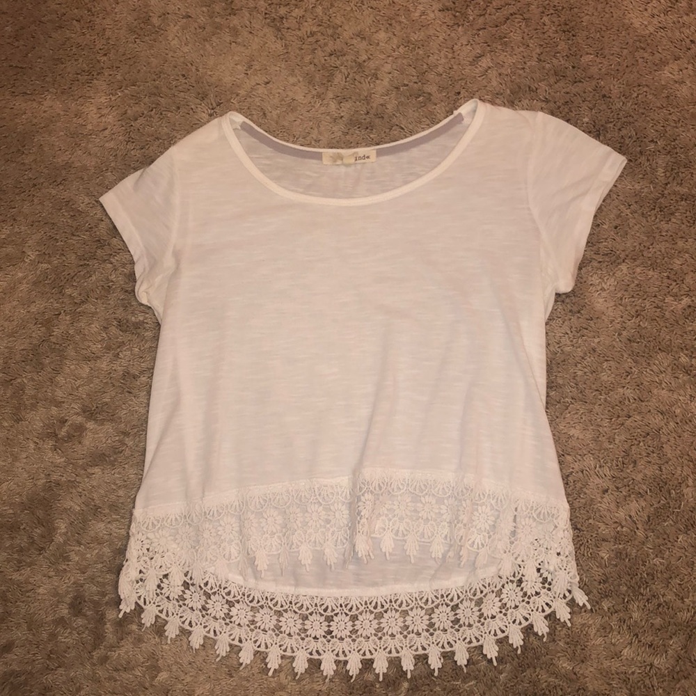 Rewind | White Cropped T-Shirt w/Boho Detail